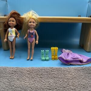 Mattel Barbie Club Chelsea 2 Dolls 5.5" One Dress And Two Pair Of Shoes.